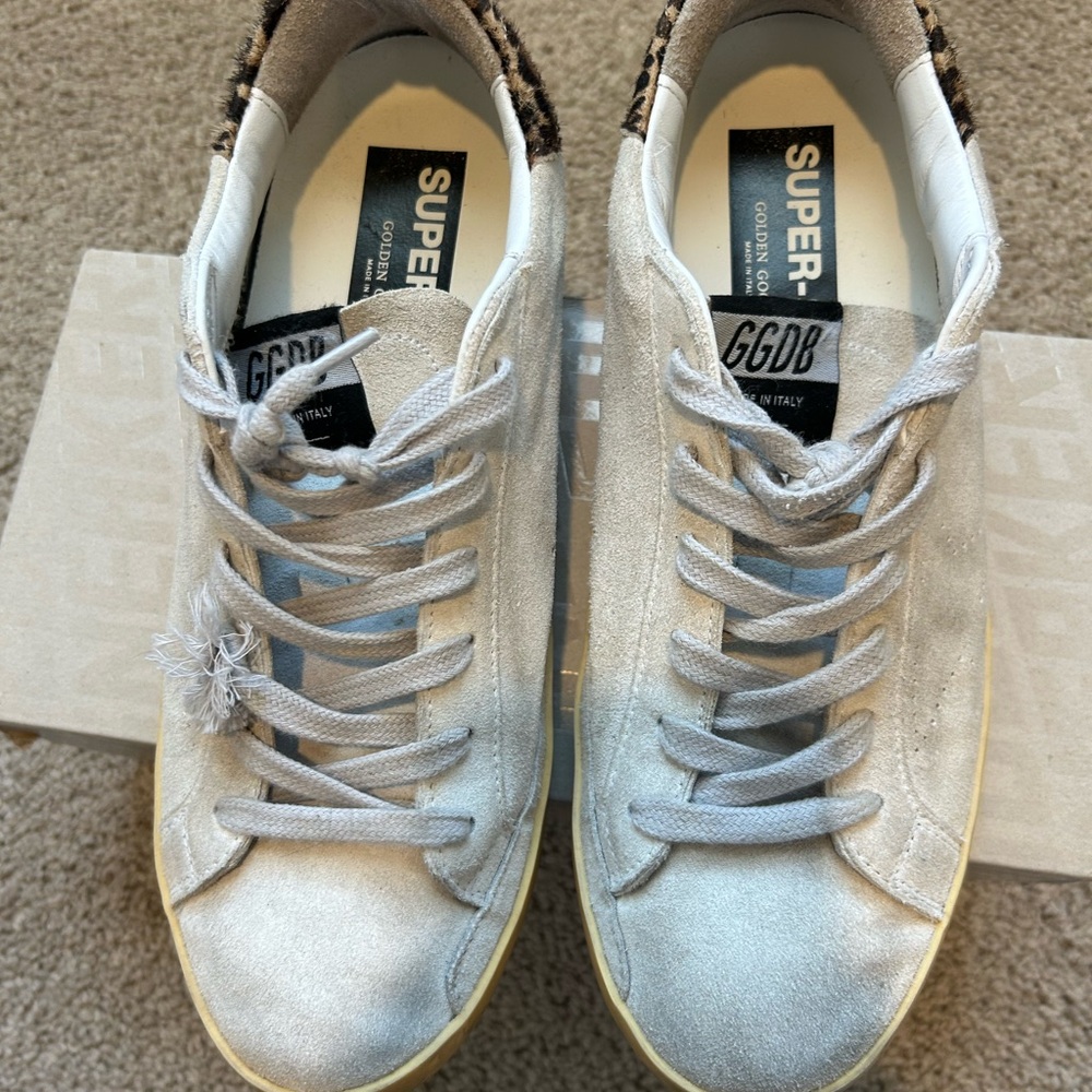 Golden Goose Superstar Sz 40 Leopard Heel Suede Sneakers + Box & Passport GGDB - Picture 3 of 12